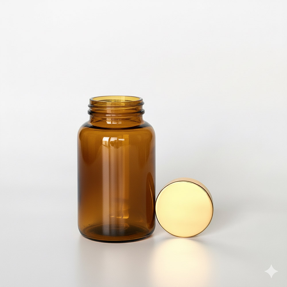 BGPG-250,茶色亮金蓋250ml PETG錠劑瓶,是由茶色的PETG塑膠瓶搭配45mm的金色電鍍瓶蓋,電鍍金蓋裡面含有墊片,可選配感壓封口紙,電鍍亮銀蓋立於茶色瓶身旁邊如此一來可以清楚的看到瓶蓋,只須向左旋轉,即可打開。此塑膠容器通常用於保健食品、醫療藥品、健康食品、分裝藥瓶、藥罐或是寵物用藥品身上。