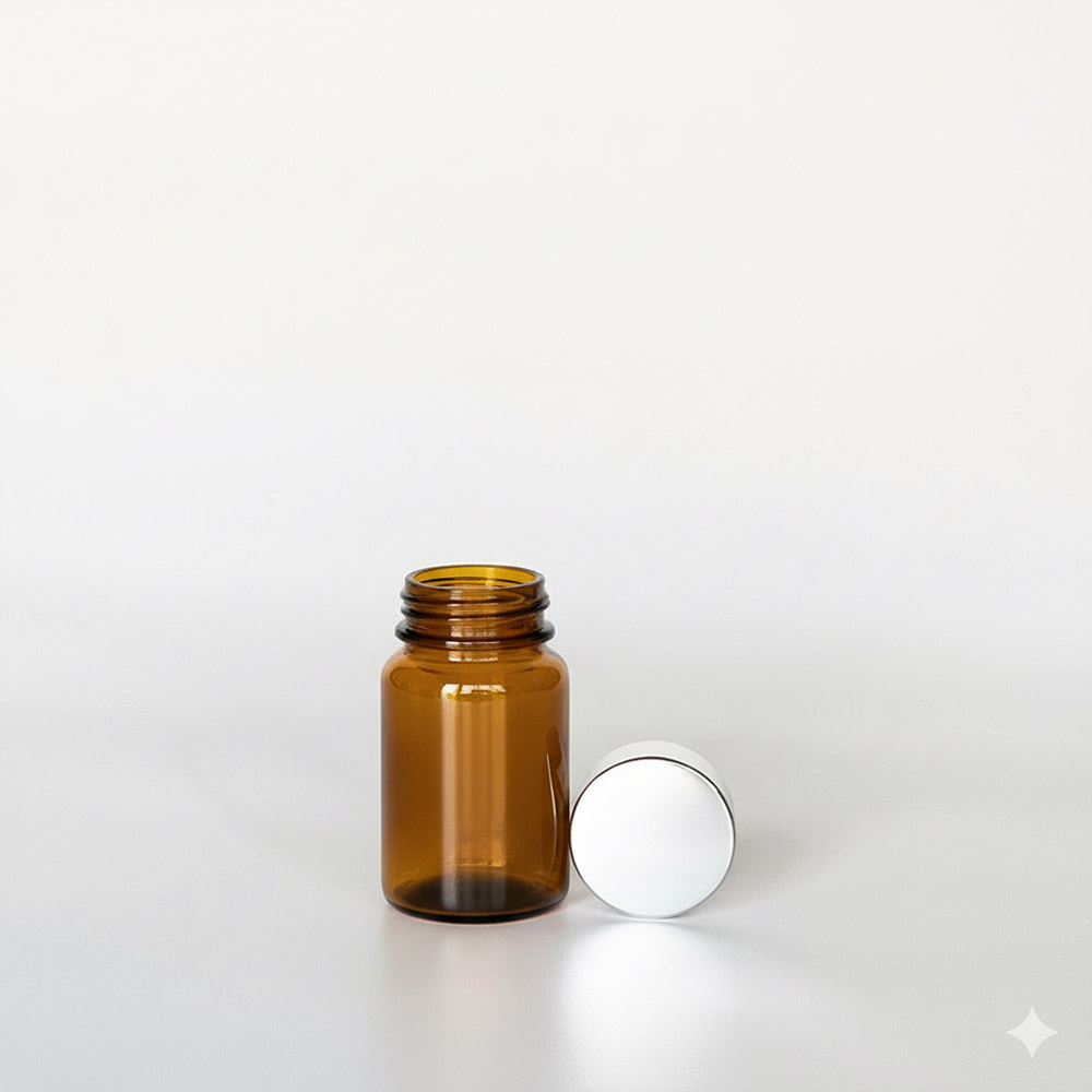 BSPG-60,茶色亮銀蓋60ml PETG錠劑瓶,是由茶色的PETG塑膠瓶旁邊搭配33mm的銀色電鍍瓶蓋,電鍍銀蓋裡面含有墊片,可選配感壓封口紙,電鍍銀蓋立於茶色瓶身旁邊如此一來可以清楚的看到瓶蓋,只須向左旋轉,即可打開。此塑膠容器通常用於保健食品、醫療藥品、健康食品、分裝藥瓶、藥罐或是寵物用藥品身上。