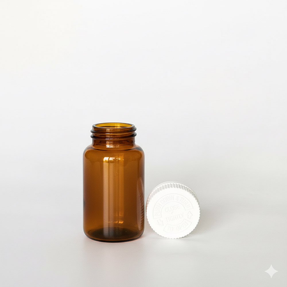 BCPG-120,茶色兒童安全蓋120ml PETG錠劑瓶,是由茶色的PETG塑膠瓶旁邊搭配白色的38牙兒童安全瓶蓋,安全瓶蓋裡面含有墊片及感壓封口紙,兒童安全蓋立於茶色膠囊瓶身旁邊如此一來可以清楚的看到瓶蓋,須先向下壓再左旋轉,才可打開。此塑膠容器通常用於保健食品、醫療藥品、健康食品、分裝藥瓶、藥罐或是寵物用藥品身上。