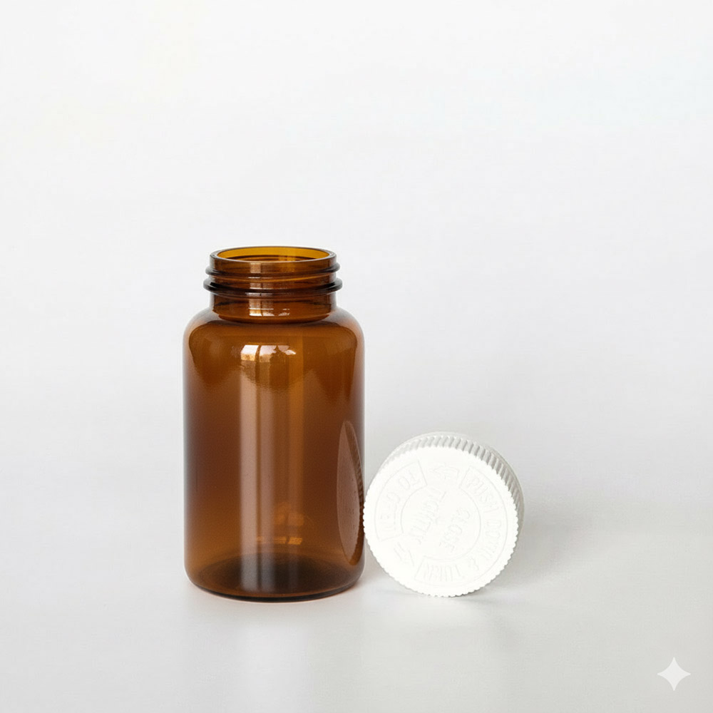 BCPG-225,茶色兒童安全蓋225ml PETG錠劑瓶,是由茶色的PETG塑膠瓶旁邊搭配白色的45牙兒童安全瓶蓋,安全瓶蓋裡面含有墊片及感壓封口紙,兒童安全蓋立於茶色膠囊瓶身旁邊如此一來可以清楚的看到瓶蓋,須先向下壓再左旋轉,才可打開。此塑膠容器通常用於保健食品、醫療藥品、健康食品、分裝藥瓶、藥罐或是寵物用藥品身上。