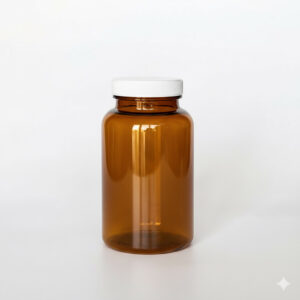BNPG-400,茶色一般蓋400ml PETG錠劑瓶,是由茶色的PETG塑膠瓶上面搭配白色的53牙普通旋轉瓶蓋,普通蓋裡面含有感壓封口紙,整組瓶子直立於一張白色背景上。此塑膠容器通常用於保健食品、醫療藥品、健康食品、分裝藥瓶、藥罐或是寵物用藥品身上。